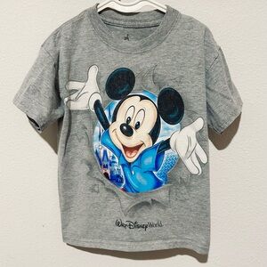 Hanes Gray and Blue Mickey Mouse Short Sleeve Tee